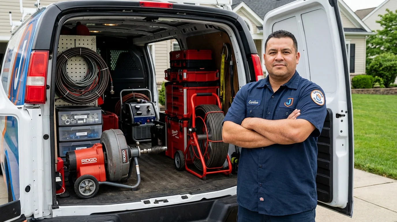 Professional drain cleaning equipment and Johns Plumbing LLC plumber in Center City
