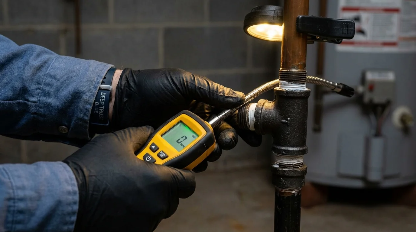 Gas leak detection with electronic sniffer by Johns Plumbing LLC in Center City